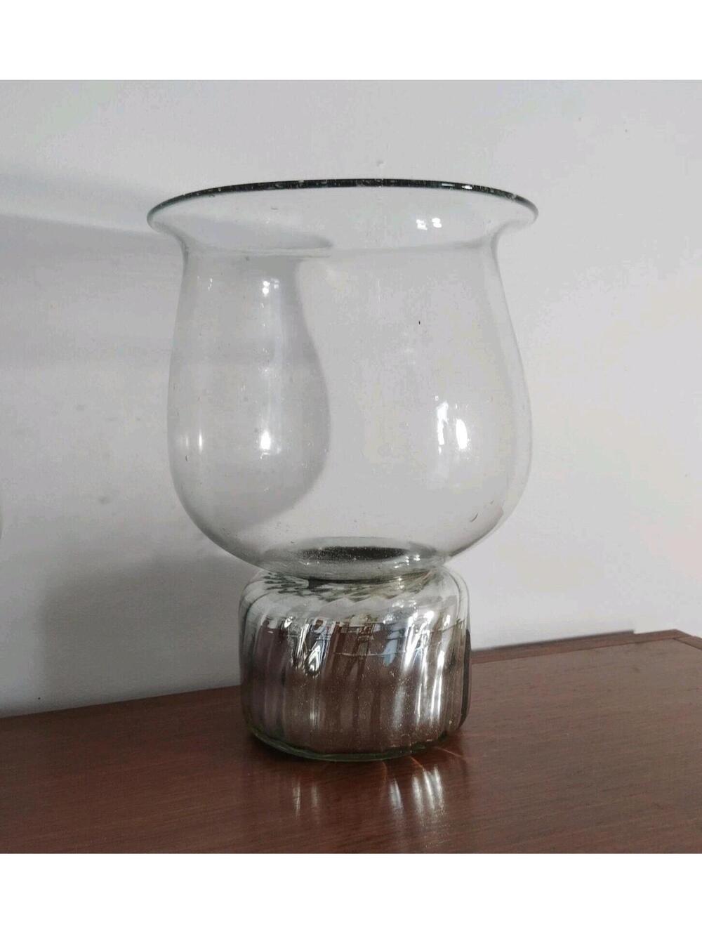Vintage Mexican Hand Blown Glass 13” Candle Holder Massive 6.7 Lbs